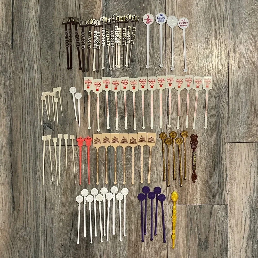 75 Vintage Las Vegas Casino Cocktail Swizzle Sticks Stirrers Caesars Maxim Tiki